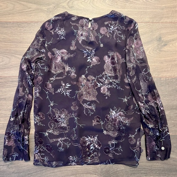 Grey by Jason WU Winter Floral Knot Blouse Silk Embroidery Purple Silver 2 / XS - Picture 8 of 8